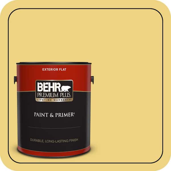 BEHR PREMIUM PLUS 1 gal. #380D-4 Feather Gold Flat Exterior Paint & Primer