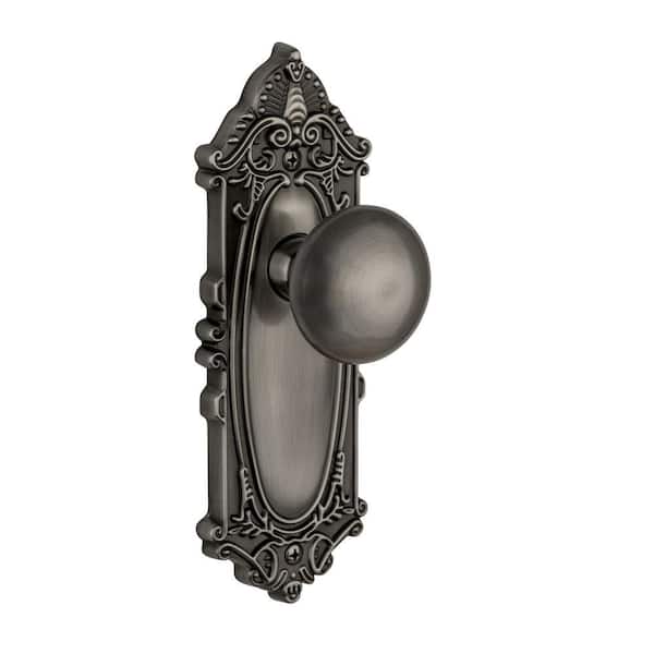 Grandeur Grande Victorian Antique Pewter Plate with Privacy Fifth Avenue Knob
