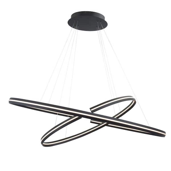 WAC Lighting Orbit 48 in. 815-Watt Equivalent Integrated LED Black Pendant with Acrylic Shade