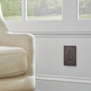 radiant 15 Amp 125-Volt Tamper-Resistant Duplex Outlet with Ultra-Fast 6A PLUS 30W Power Delivery USB C/C, Dark Bronze