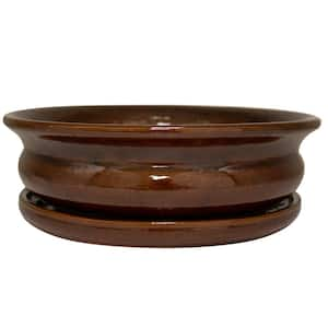 12 in. Dia Toffee Ceramic Carafe Bowl Planter