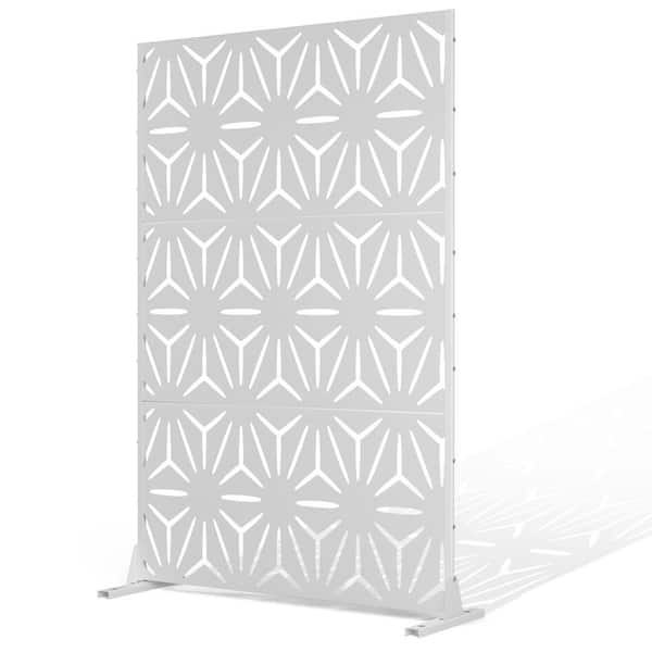 TUYOHW 72 in. H x 47 W Metal Privacy Screen for Deck Patio Balcony Garden, Freestanding Decorative Privacy Screen and Panels