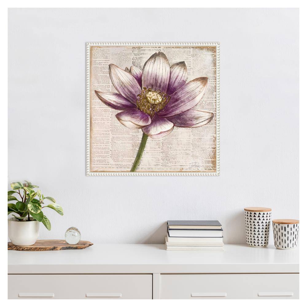 Purple Lotus Flower Beaded Framed Canvas Wall Art