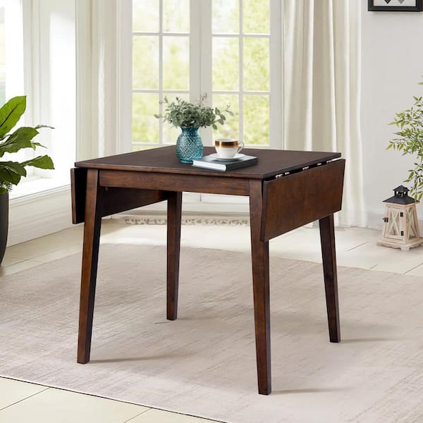 Brown Wood 45.67 in. 4-Legs Extendable Dining Table Seats-4