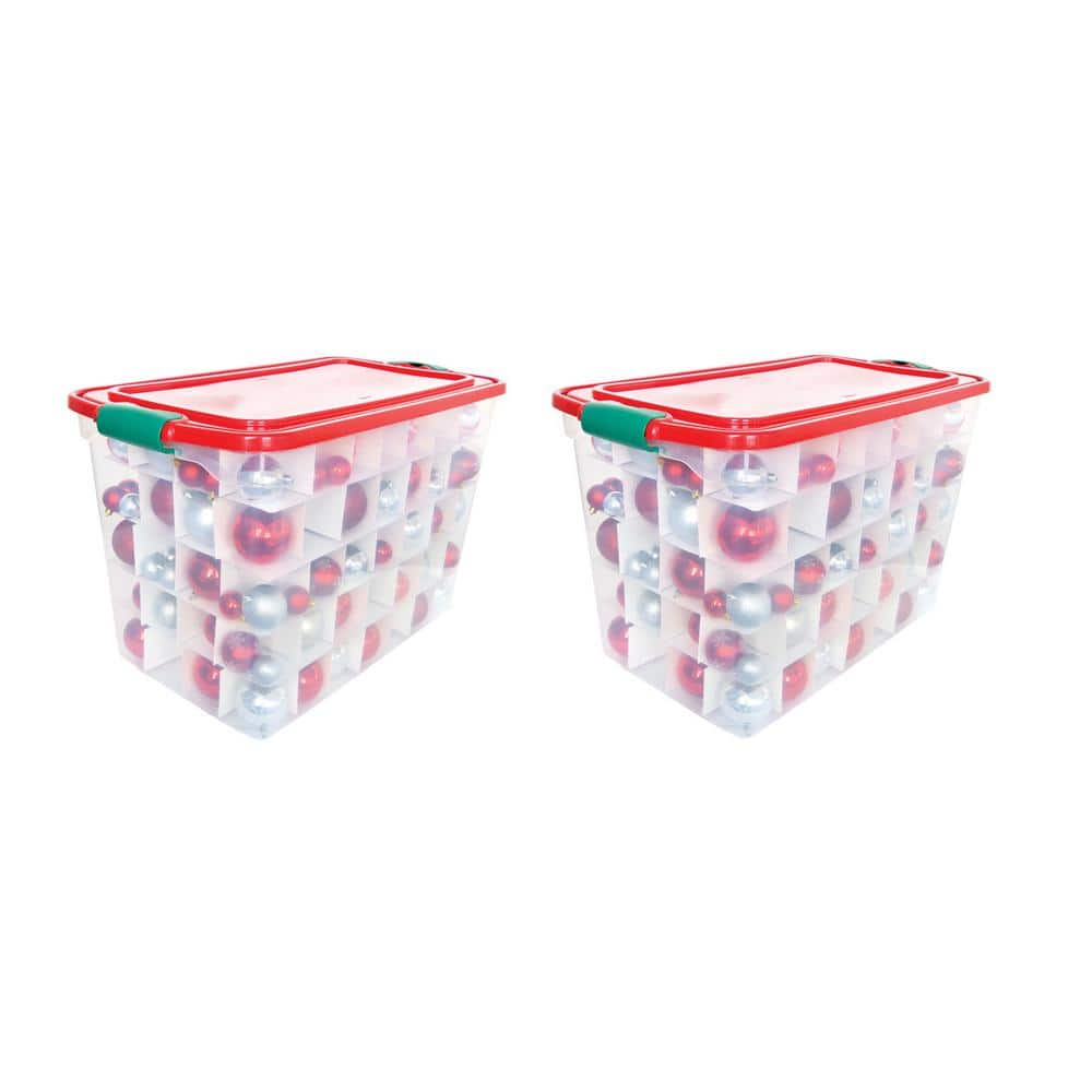 Honey-Can-Do Red and Green Plastic Ornament Storage Box (48-Ornaments)  SFT-08360 - The Home Depot