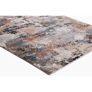 Pandora Collection Celeste Ivory 3 ft. x 5 ft. Abstract Area Rug