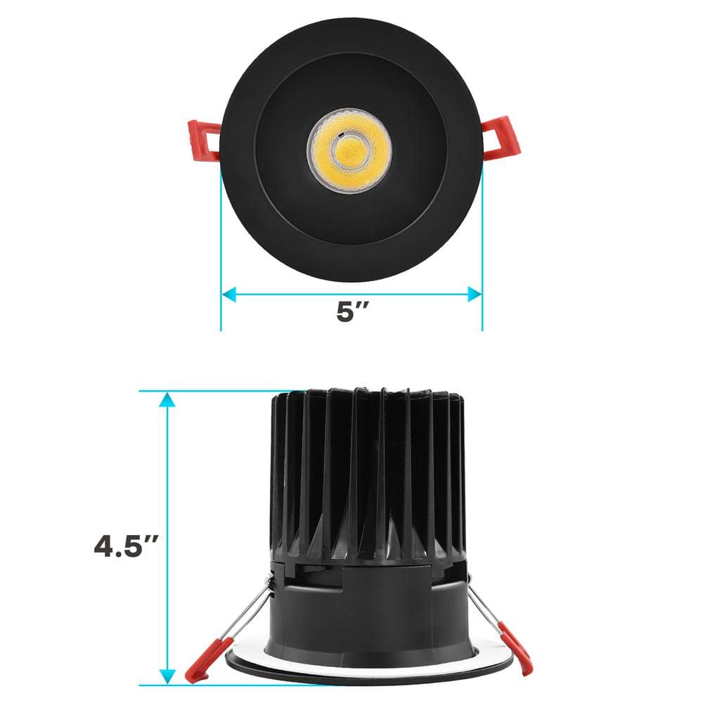 Luxrite 5-Color Selectable LED Recessed Lighting Kit, Black, Energy-Efficient