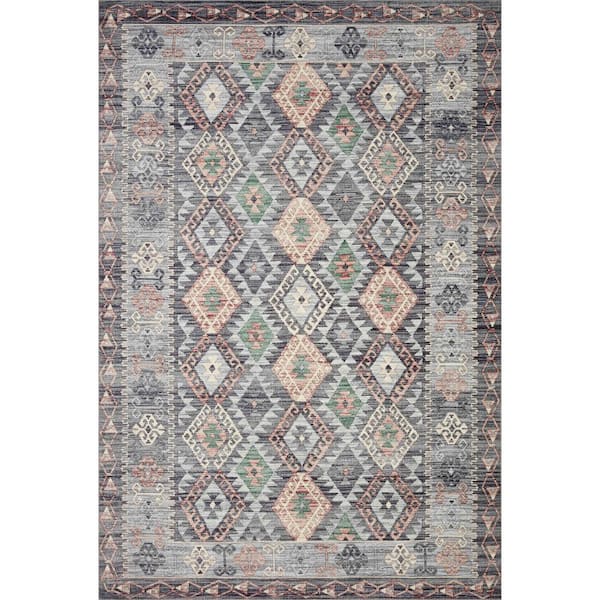 Loloi Zion Grey/Multi 2 ft. 3 in. x 3 ft. 9 in. Southwestern Tribal Printed Area Rug