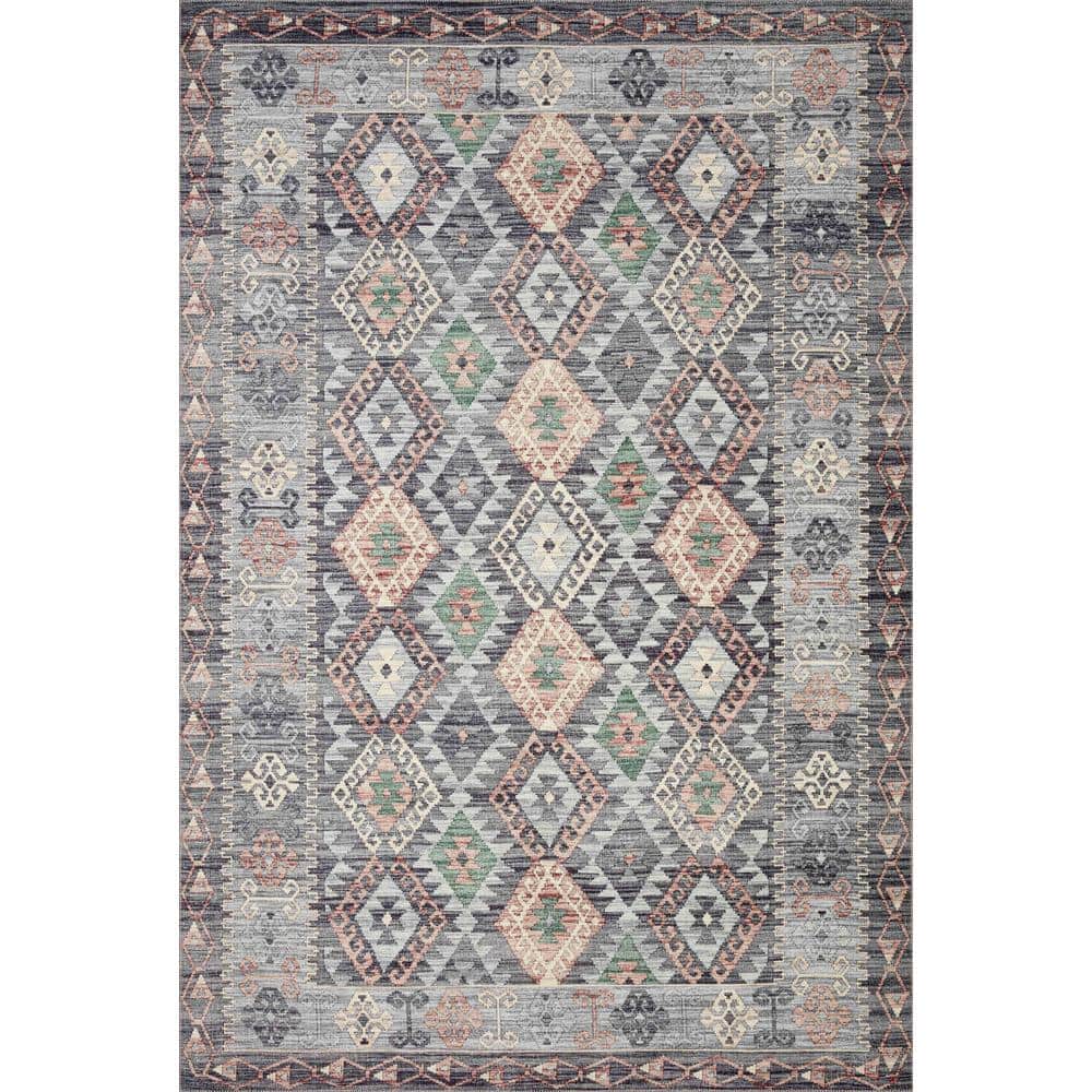 Zion Southwest Flair Low-Pile Rectangular Rug, Gray, 27" x 45"