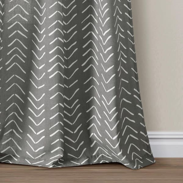 Lush Decor Chenille Chevron Shower Curtain - Light Gray