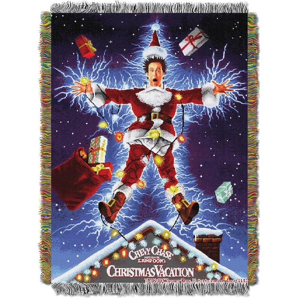 THE NORTHWEST GROUP Christmas Vacation Shocking Chevy Licensed Holiday Tapestry Multi-Colored Throw Blanket