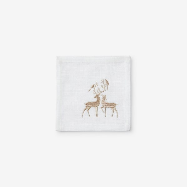 Company Cotton Metallic Reindeer 6 in. W x 6 in. H Metallic Gold Cotton Napkins Set of 4