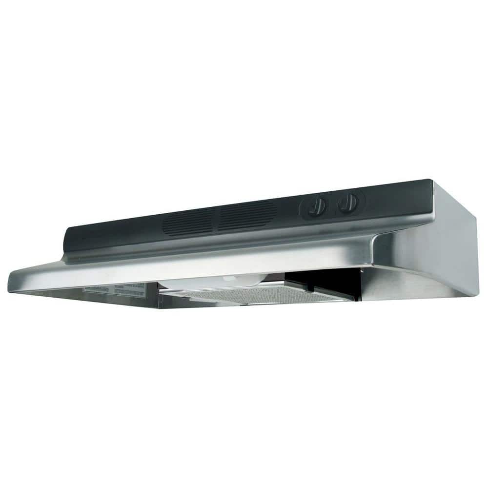 Air King Quiet Zone 30 in. ENERGY STAR Certified Under Cabinet Convertible Range Hood with Light in Stainless Steel, Silver