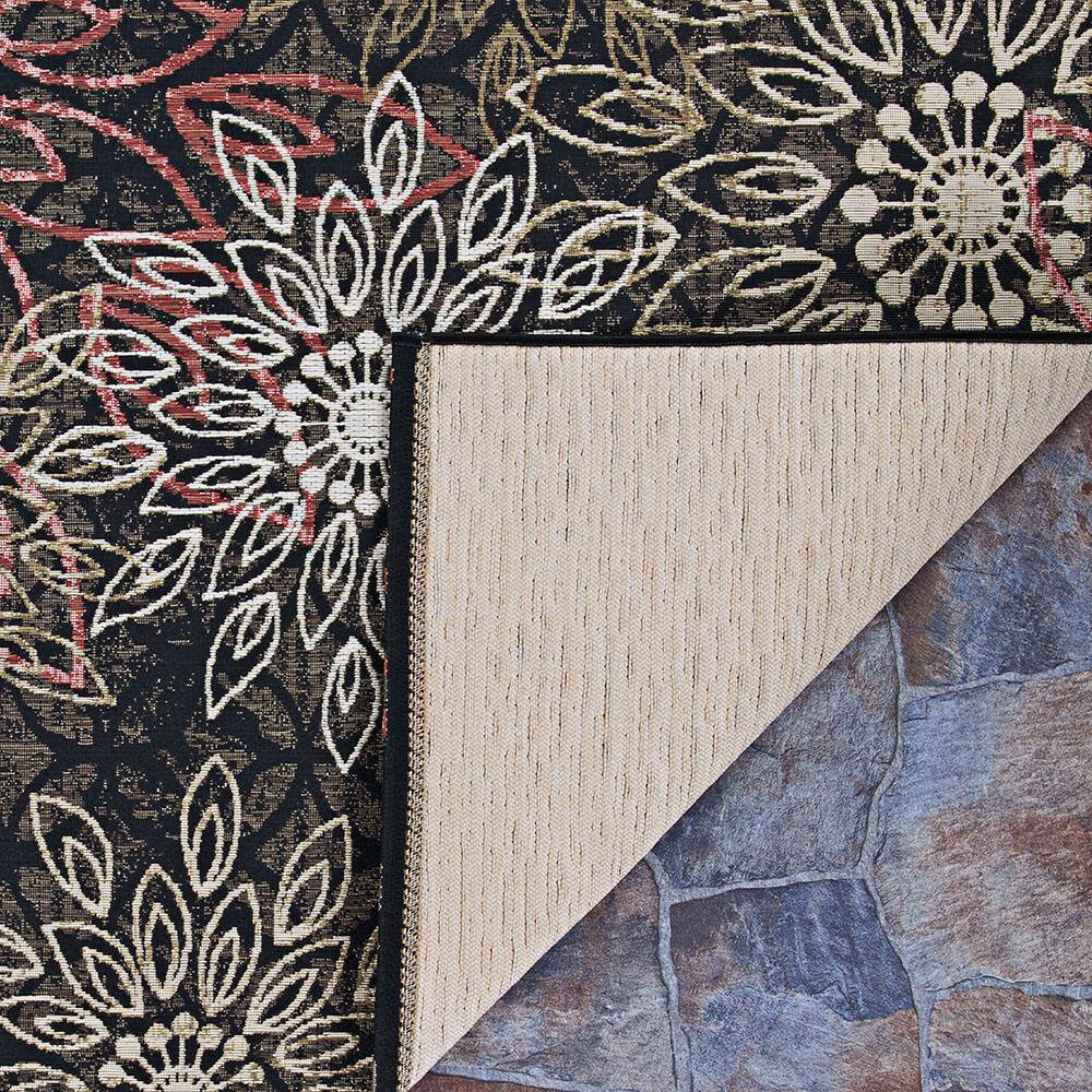 Dolce Floral Black and Multicolor Viscose 2x7 Runner Rug