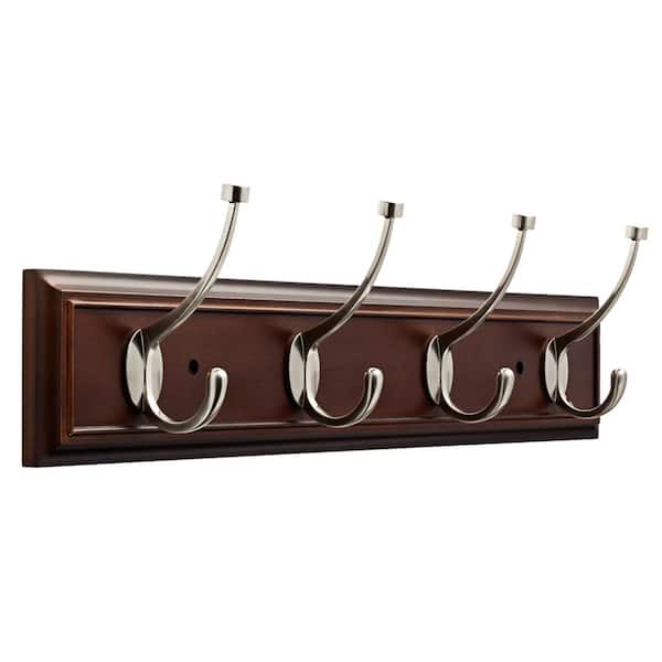 Home Decorators Collection 27 in. Cocoa and Satin Nickel Deluxe Pilltop Hook Rack