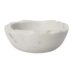 4 in. 13.3 fl. oz. White Marble Serving Bowl with Raw Edge