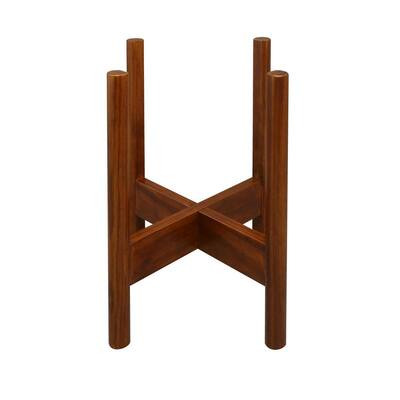 16 in. H Antique Mahogany Mid-Century Modern Wood Plant Display Stand