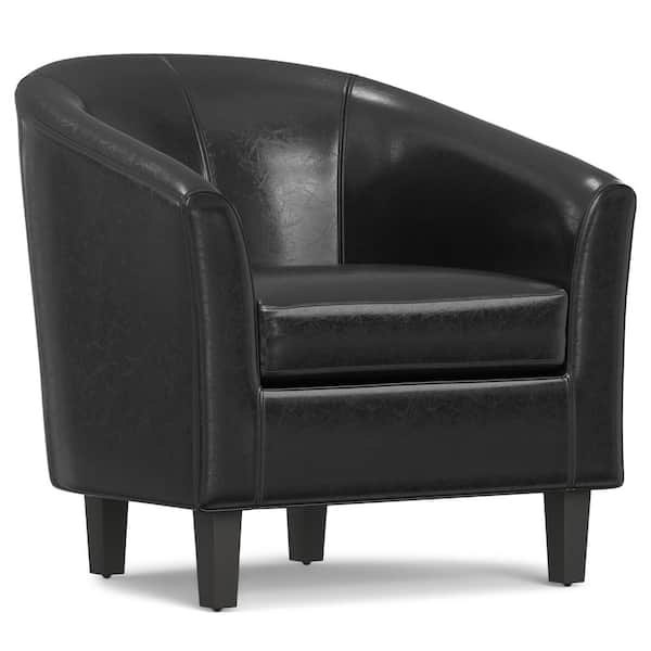 Simpli Home Austin 30 in. Wide Contemporary Tub Chair in Black Vegan Faux Leather