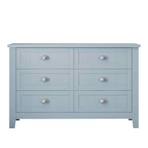 47.2 in. W x 17.7 in. D x 30.1 in. H Blue Linen Cabinet with Drawers for Living Room Kitchen