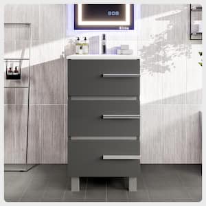 Eviva Deluxe 20 in.W x 18 in.D x 34in.H Single Freestanding Bath Vanity in Gray with White Porcelain Integrated Sink Top