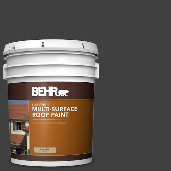 BEHR 5 gal. #1350 Ultra Pure Black Flat Multi-Surface Exterior Roof Paint