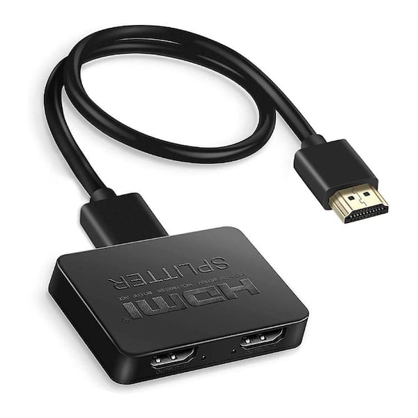 4 ft. 4K HDMI Splitter 1 in 2 Out with 3D Support, Plug and Play for PS5, PS4, Xbox, Nintendo Switch, Roku-Black