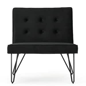Darrow Modern Button Back Black Velvet Armless Chair