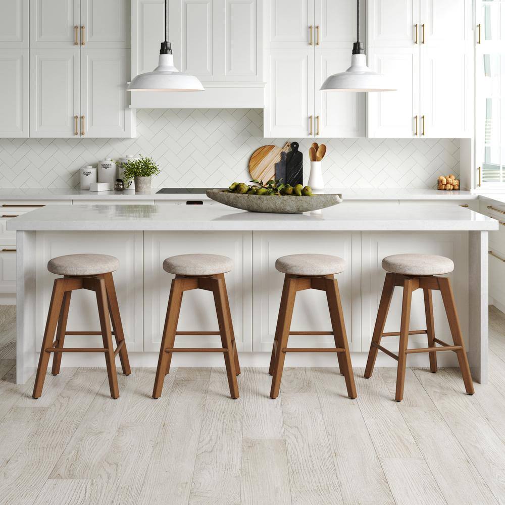 Amalia 26'' Antique Coffee and Natural Wheat Swivel Counter Stools