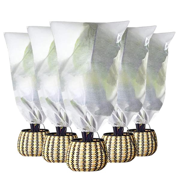 Agfabric 24 in. x 32 in. Plant Covers Freeze Protection White Shrub Cover for Winter Frost Protection, Season Extension (5-Pack)