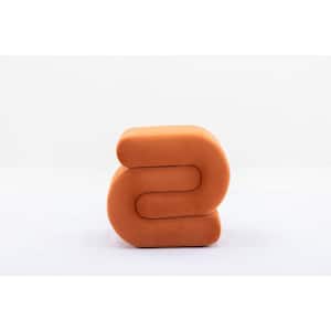 Orange S-shape Velvet Fabric Ottoman Makeup Stool Footstool For Living Room