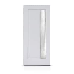36 in. x 80 in. Reversible Decorative Glass Light Gray Modern Exterior Fiberglass Front Door Slab Door Slab Only
