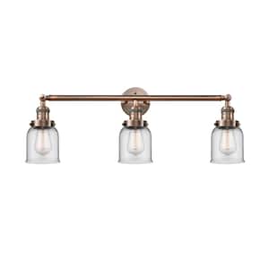 Bell 30 in. 3-Light Antique Copper Vanity Light with Clear Glass Shade