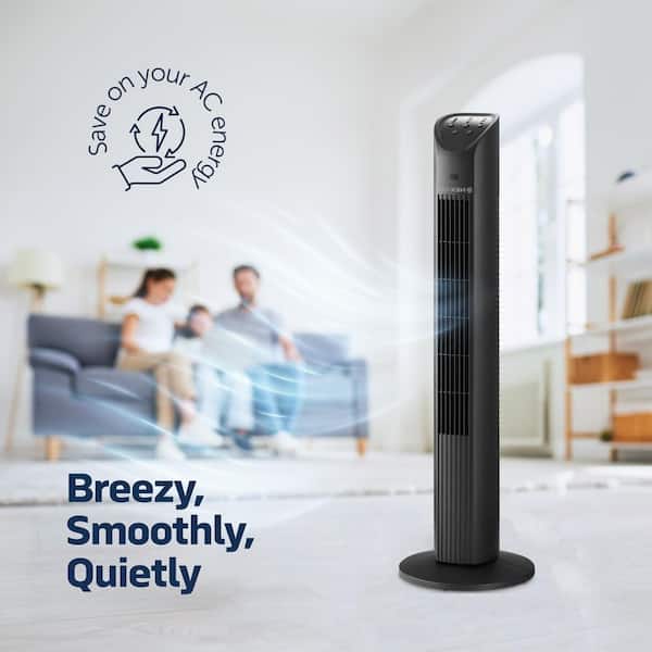 NEXAIR Speed Desk Fan 36 Black Oscillating Tower Fan