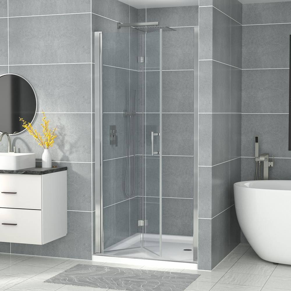 32'' W x 72'' H Matte Black Semi-Frameless Bi-Fold Shower Door