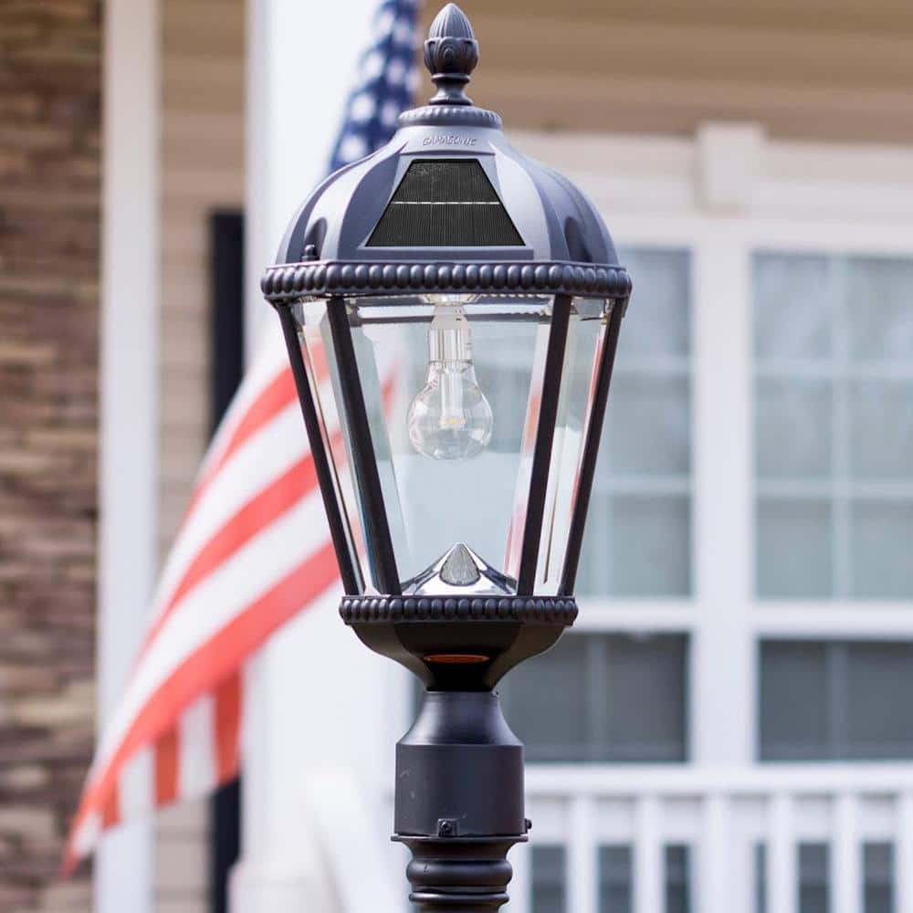 87-Inch Black Cast Aluminum LED Solar Lamp Post