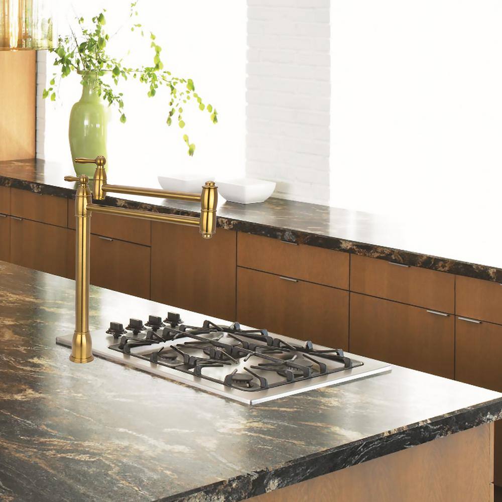 Brass Gold High Arc Gooseneck Kitchen Faucet