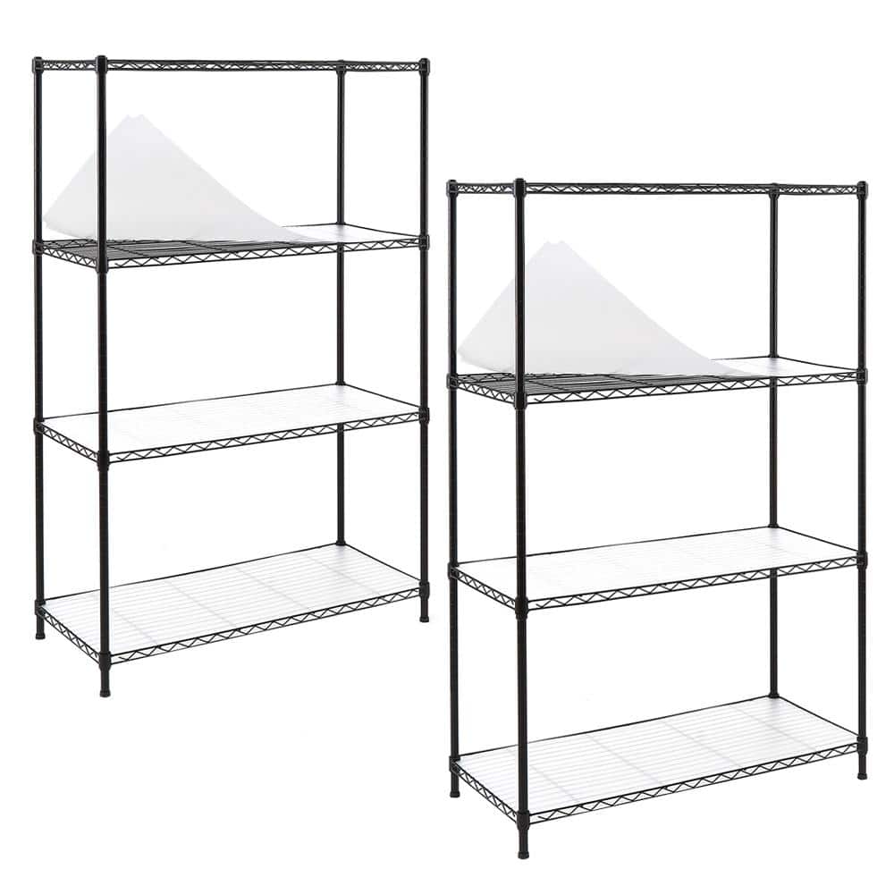 Black 4-Tier Carbon Steel Wire Garage Storage Shelving Unit NSF Certified (2-Pack) (35.5 in. W x 54 in. H x 15.8 in. D) price history on PriceWatchPro