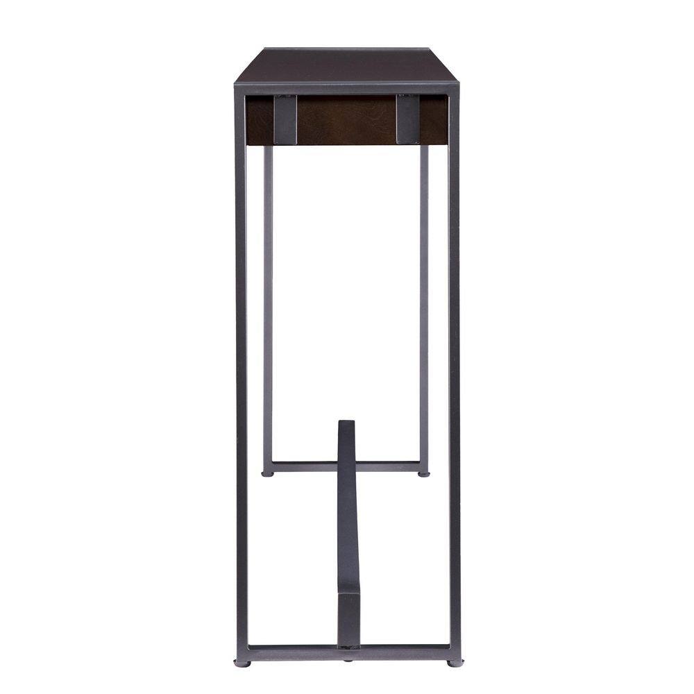 Macen 54" Tobacco and Gunmetal Console Table with Storage