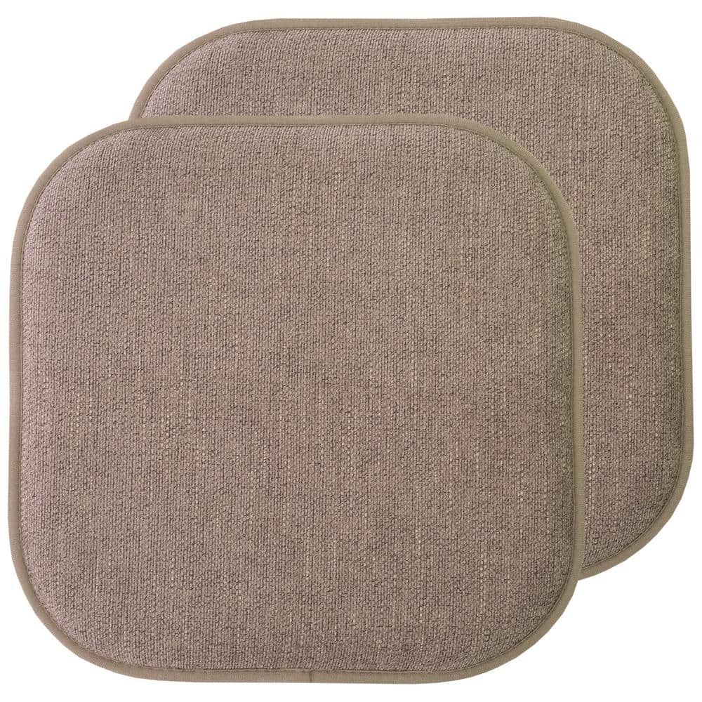 Alexis Chocolate Memory Foam Non-Slip Chair Cushion Set, 16" x 16", 2-Pack