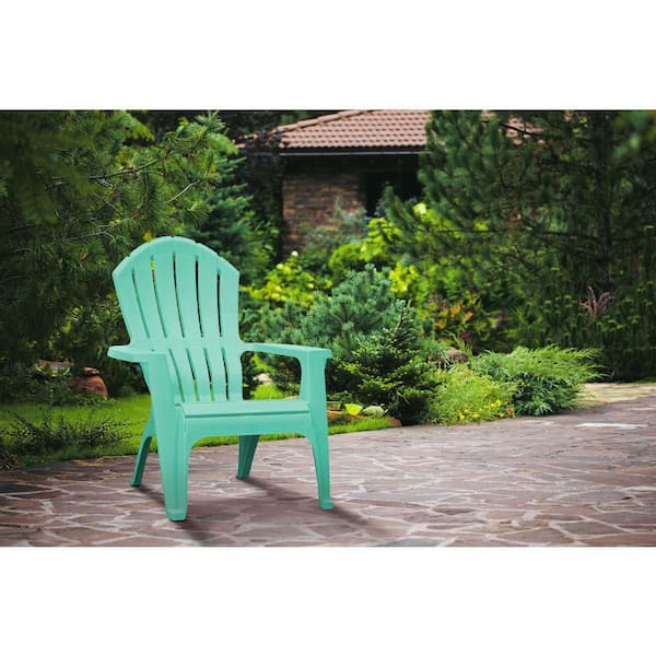 StyleWell Well Water Blue Resin Patio Adirondack Chair 272682