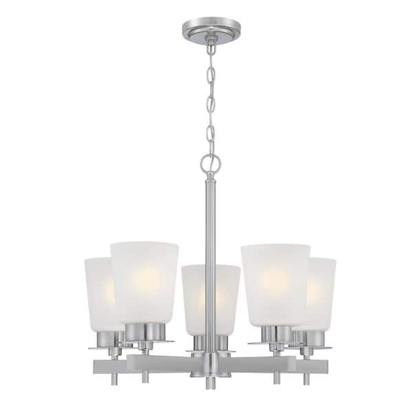 Westinghouse Reynaldo 5-Light Brushed Nickel Chandelier with Frosted Glass Shades