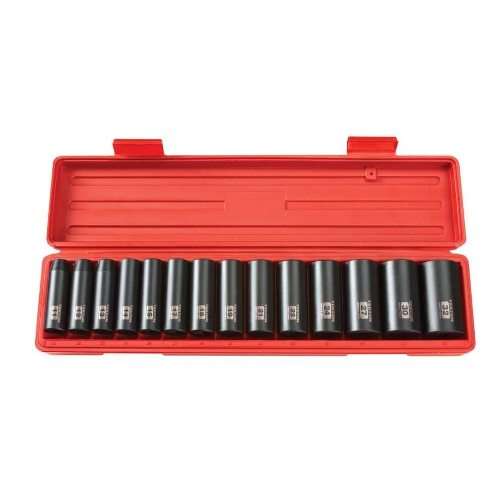 TEKTON 1/2 in. Drive 11-32 mm 6-Point Deep Impact Socket Set 4885