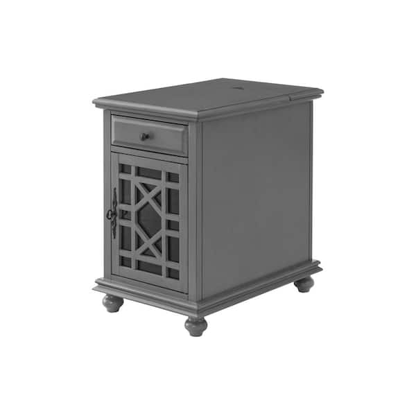 Martin Svensson Home Elegant 16 in. Grey Chairside End Table with Power