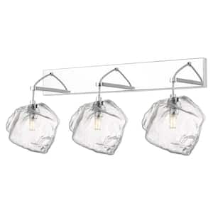 Boulder 3-Light Mirrored Stainless Steel Bath Light with Clear Diffuser