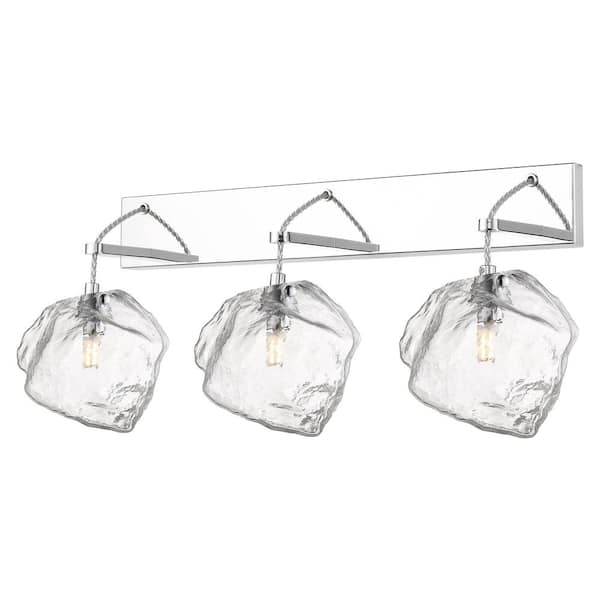 Access Lighting Boulder 3-Light Mirrored Stainless Steel Bath Light with Clear Diffuser