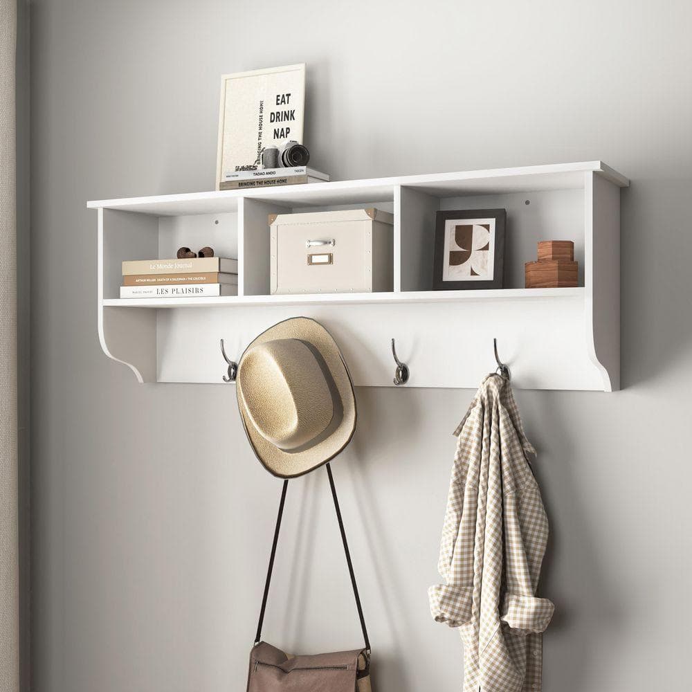 ategisシェルフ ECOCHIC SPACES INC White 38.6 in. W x 7.9 in. D Wall-Mounted Coat
