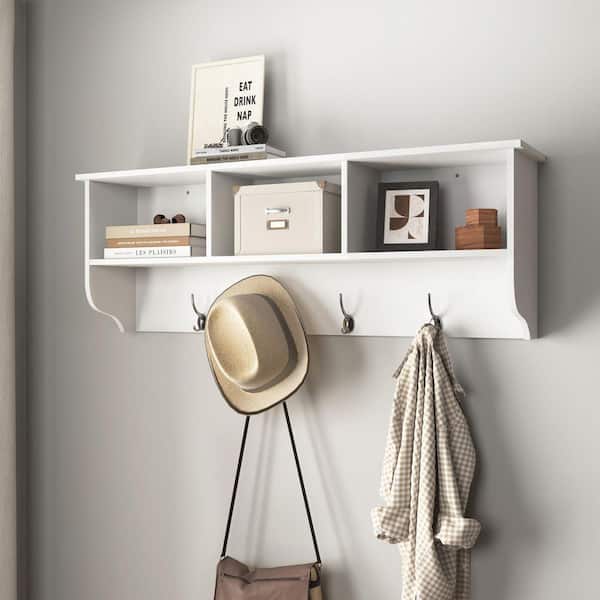 ECOCHIC SPACES INC White 38.6 in. W x 7.9 in. D Wall-Mounted Coat