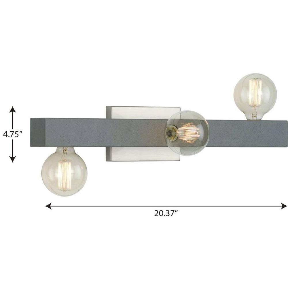 Mill Beam Brushed Nickel 3-Light Industrial Bath Vanity
