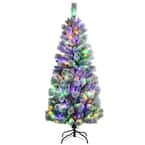 5 ft. Pre-lit Snow Flocked Artificial Christmas Tree with Multi-Color LED Lights