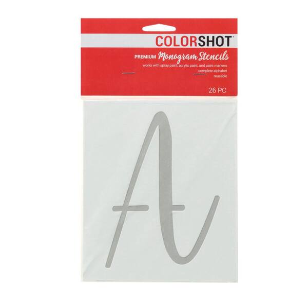 COLORSHOT Upper Case Cursive Alphabet Medium Stencil (Set of 26)